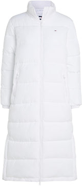 Tommy Jeans Abrigo de Plumas Mujer Maxi Essential Puffer Hasta Las Rodillas, Blanco (White), XS