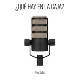 PodMic de RØDE - Micrófono dinámico con calidad broadcast con soporte giratorio integrado para producción de podcasts, transmisión en streaming, juegos y grabación de voz