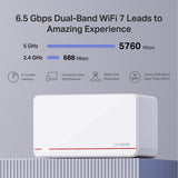 Mercusys TP-Link Halo H37BE Mesh Wi-Fi 7 BE6500Mbps Dual-Band, 2 Puertos WAN/LAN de 2.5G, 1 Puerto Gigabit WAN/LAN, Cubiertos hasta 460m2, 4K-QAM, MLO, Multi-RUs, OFDMA, Control por aplicación, WPA3