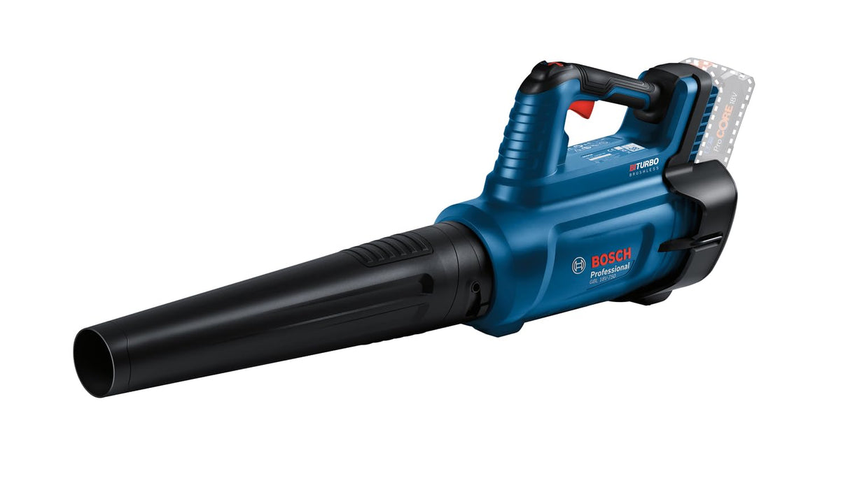 Bosch Professional 18V System soplador a batería BITURBO GBL 18V-750 (caudal de 780 m³/h, velocidad del aire de hasta 198 km/h, velocidad de giro variable, incl. boquilla, sin batería/cargador)