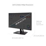 ViewSonic VP2756-2K - Monitor IPS de 27 Pulgadas, QHD, sin Bordes en 3 Lados, 100% sRGB, Certificado Pantone, 5ms, 350 nits, HDMI, DisplayPort, USB-C, rotación-Auto, Regulable en Altura
