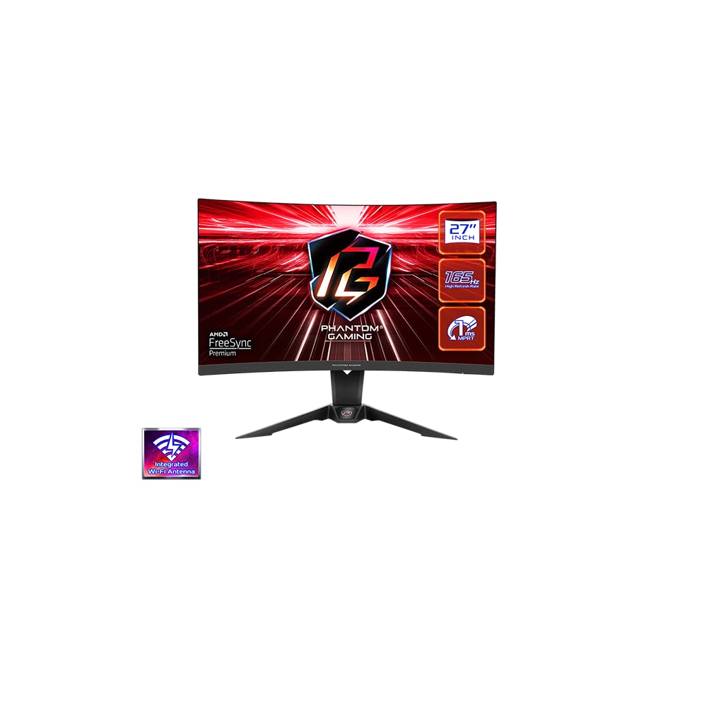 ASRock PG27Q15R2A - Monitor Curvado para Juegos de 68.6 cm PG27F15RS1A, QHD, 165HZ, 1 MS, Antena WiFi