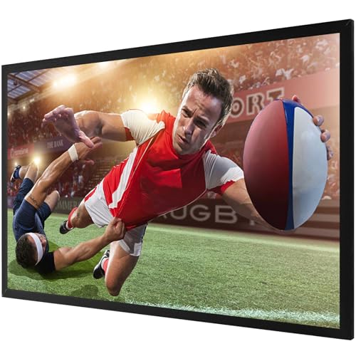 VEVOR Pantalla de Proyector Diagonal 100 Pulgadas de 16: 9, Pantalla de Cine 4K, Proyector Marco de Aluminio, 221 x 124 cm para Películas Portátil Montaje en Pared al Aire Libre, Negro