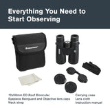 Celestron 72336 Nature DX ED 12x50: prismáticos con lentes objetivo con dispersión baja, exteriores y aves, revestimiento múltiple completo y prismas BaK-4, carcasa revestida resistente al agua y vaho