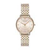 Emporio Armani Reloj de señora, movimiento de dos manecillas, caja de acero rosa de 32 mm con correa de acero, AR11062, Tono dorado claro
