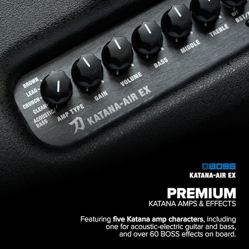 BOSS Katana-Air EX | Potente amplificador de sobremesa inalámbrico para guitarra, bajo, guitarra electroacústica y bajo electroacústico | Sonido estéreo con dos altavoces de cinco pulgadas