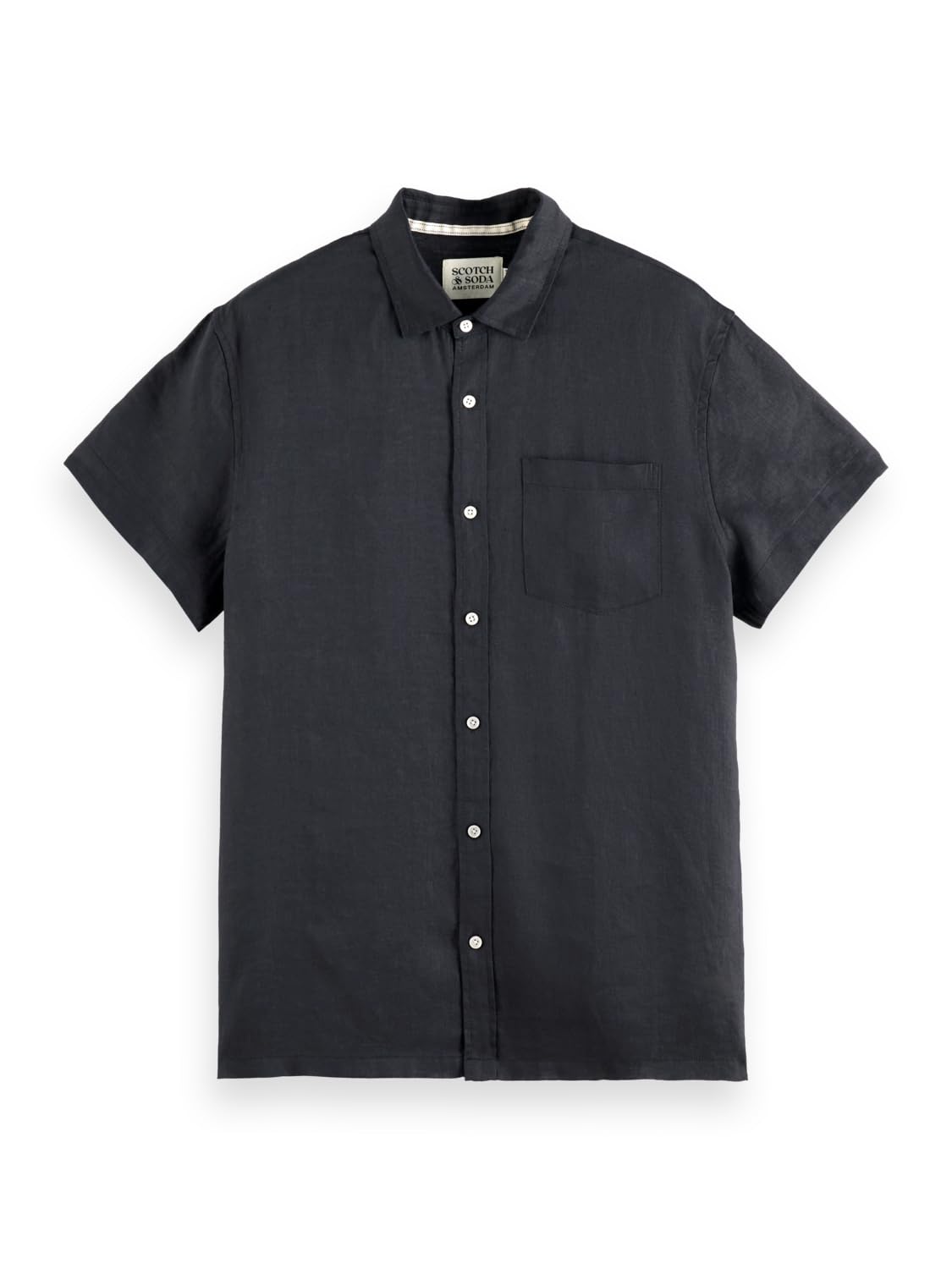 Scotch & Soda Linen SS Shirt, Camiseta Hombre, Negro, L