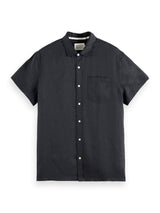 Scotch & Soda Linen SS Shirt, Camiseta Hombre, Negro, L
