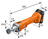FEIN | Amoladora recta compacta a batería AGSZ 18-280 BL AS, 18V, resistente al polvo y de gran potencia, Aplicación universal, Motor FEIN Brushless, Compatible con baterías AMPSHare 18V
