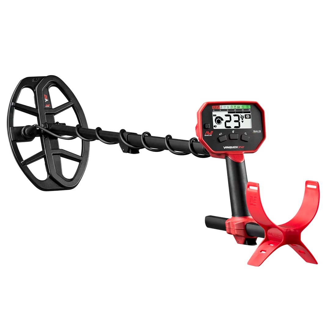 Detector de Metales Minelab Vanquish 340 Multifrecuencia Auto-Selector para Adultos con Bobina V10 10 "x7 Doble-D Impermeable (3 Modos de Detección)