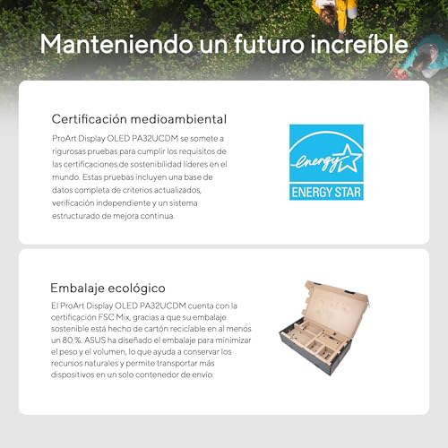 ASUS ProArt Display OLED PA32UCDM Monitor Profesional de 32 Pulgadas, 4K UHD 3840x2160, QD-OLED, Ultrafino, 240Hz, 0.1ms, HDR-10, HLG, 99% DCI-P3, Thunderbolt 4, Calman Ready, ColorSpace