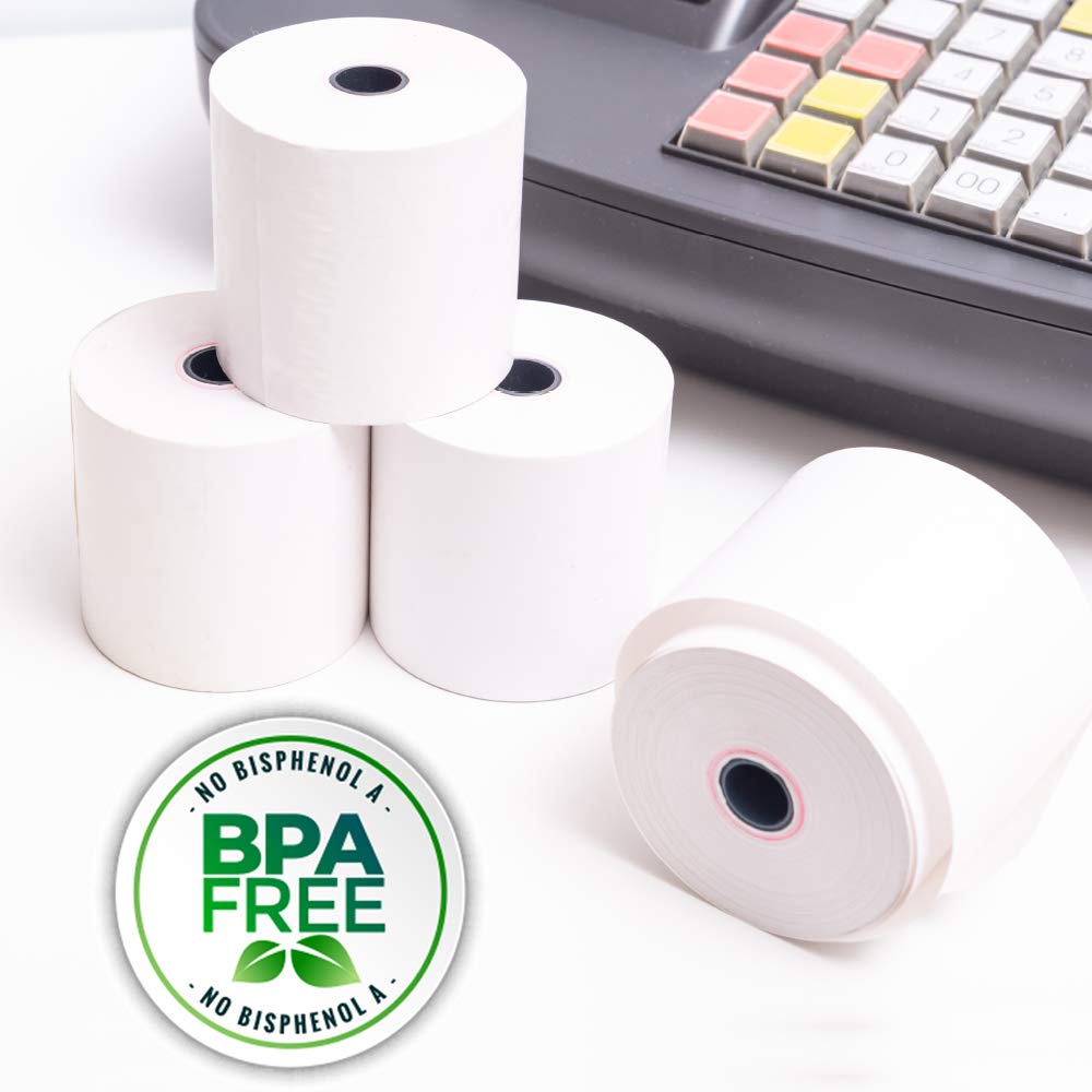 Rollos Papel Térmico 80x80x12 mm para Sumadora Impresora TPV, Sin Bisphenol A (24 unidades)