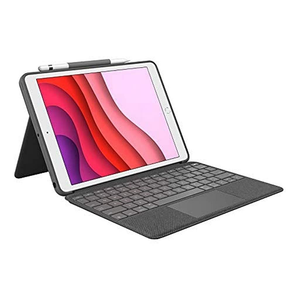 Logitech Combo Touch para iPad (7.ª, 8.ª y 9.ª generación) Funda con trackpad de precisión, Disposición QWERTY Italiano - Gris