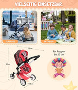 Bayer Chic 2000 - Cochecito para muñecas Linus, 3 en 1 para niños de 4 a 8 años, Juego de Cochecito para muñecas, Vaqueros Grises