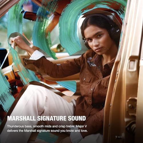 Marshall Major V Auriculares Inalámbricos Bluetooth, 100 Horas de Reproducción - Marron
