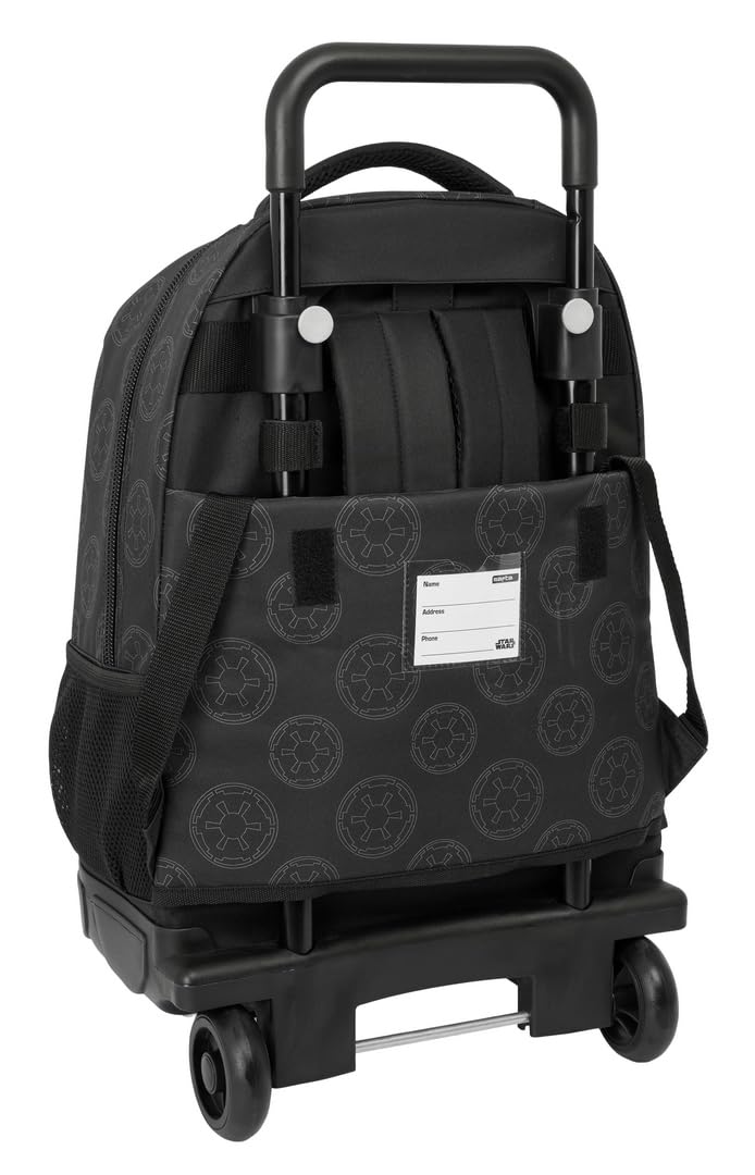 Star WARS REBELLION - Zaino grande con ruote, compatto, rimovibile, ideale per bambini di diverse età, comodo e versatile, qualità e resistenza, 33 x 22 x 45 cm, Nero , M, Casual