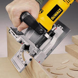 DEWALT DW682K-QS - Ensambladora 600W, Profundidad de Corte 20mm, Ajuste de Guía 0°-90°, Velocidad de 10.000 rpm, diámetro fresa 100mm, Profundidades de corte fijas 0/10/20