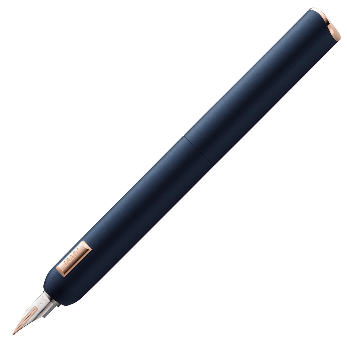 LAMY Dialog cc 081 – Pluma estilográfica noble en acabado de pintura azul mate con mecanismo de giro y totalmente retráctil parcialmente platino de 14 quilates, pluma de oro rosa, grosor de la pluma F