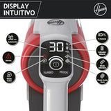 Hoover HF9 Home HF910H, Aspiradora Escoba sin Cable, sin Bolsa, 3 en 1, Escoba, de Mano y Vertical, Cepillo Antienredos, Autonomía 30 min, Color Gris/Rojo
