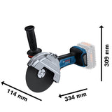Bosch Professional BITURBO Amoladora a Batería GWS 18V-180 P (Ø 180 mm, Profundidad de Corte 230 mm, Interruptor PROtection, Incl. 2 Discos de Corte, 1 Disco de Diamante)