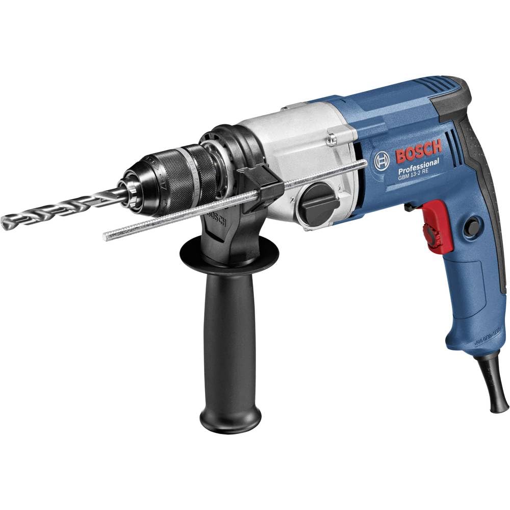 Bosch Professional GBM 13-2 RE - Taladro sin percusión (750 W, 2 velocidades, Ø max perforación acero 13 mm, portabrocas alta precisión, en caja)