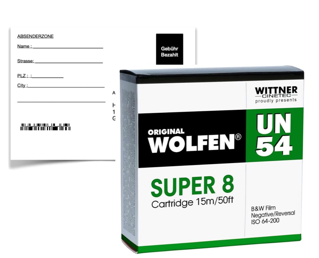 Original Wolf B+W - Película Negativa Super 8 ISO 64-200 con Desarrollo + escaneo