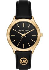 Michael Kors Slim Runway Watch for Women, 38mm Quartz Three Hand Movement with Leather Strap
