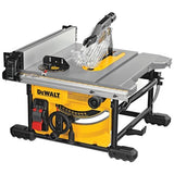 DEWALT DWE7485-QS - Sierra de Mesa Compacta 210 mm, Diámetro de Hoja 210/30mm, 5800 rpm de Velocidad, Biselado de 48º, Máx. Cap. de Corte (Derecha/Izquierda) 622/318mm