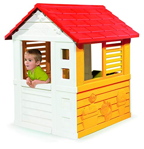 Smoby, Casita Infantil Sunny Playhouse, con 2 Ventanas y Puerta, Sólida y Robusta, para Niños a Partir de 2 Años, 7600810707