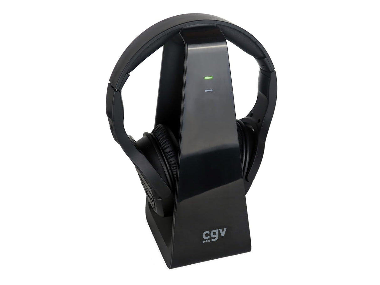 CGV | Hel Prelude 2 Auriculares inalámbricos TV-HiFi (supraaural, transmisión de Audio Digital (2,4 GHz) con estación de Carga, 30 m de Alcance) Negro