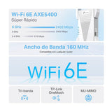 TP-Link RE815XE Repetidor WiFi 6e Mesh AXE5400, Triple Banda,Banda Exclusiva 6GHz,Canal de 160MHz,Fácil Control por App,Compatible con EasyMesh