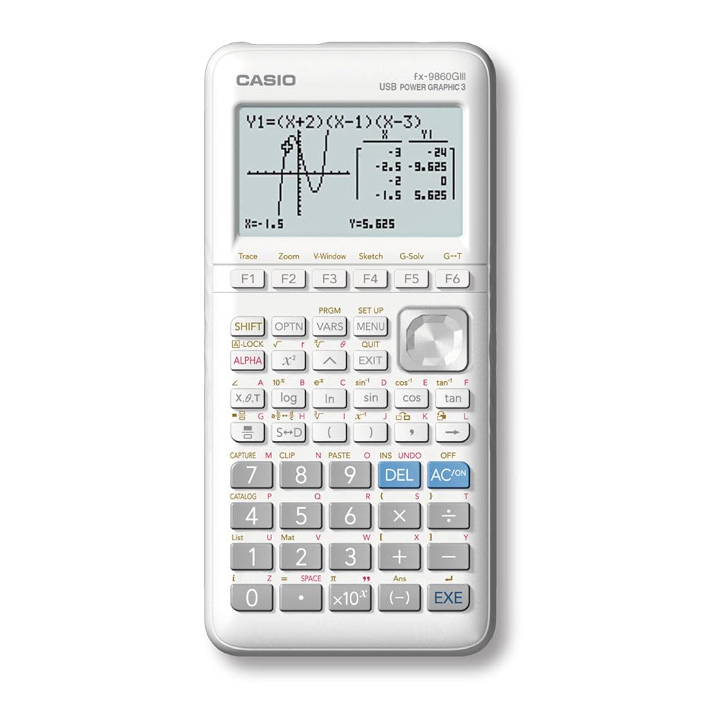 Casio FX-9860GIII - Calculadora gráfica monocromática sin CAS, blanca