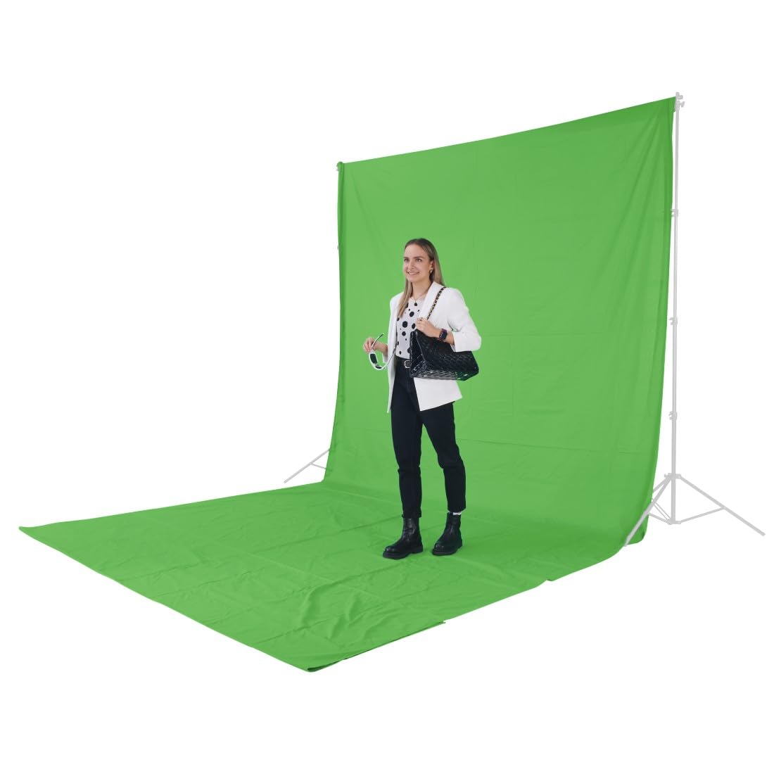 Hama Fondo de fotografía de Tela de 2,95 x 6 m (Fondo Plegable para Estudio fotográfico, 100% algodón, Pantalla Verde, Fondo para fotografía, vídeo y televisión), Color Verde