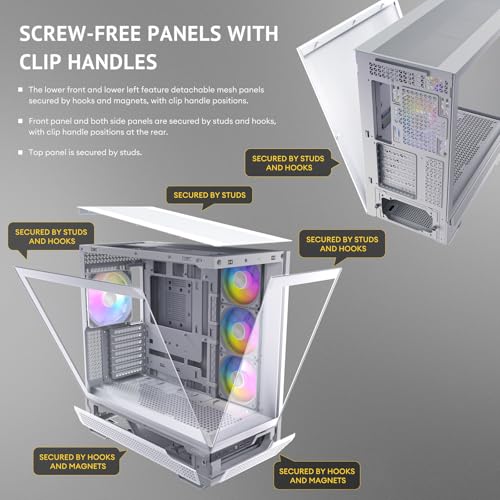 Antec C7 ARGB Blanco, Soporte de GPU RTX 40, 4 Ventiladores ARGB PWM de 120 mm incluidos, refrigeración Vertical, Tipo C de 10 Gbps, Paneles Frontales y Laterales de Vidrio Templado Continuo
