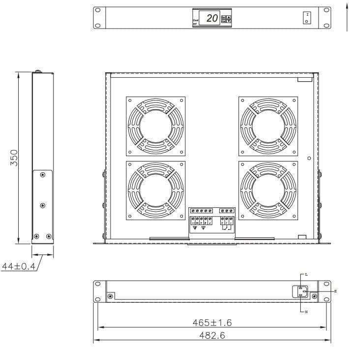 Techly I-CASE FAN-TC4B accesorio de bastidor Bandeja del ventilador - Accesorio de rack (Bandeja del ventilador, Negro, 4 Ventilador(es), 1U, 1,8 m, IP65)