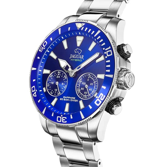 JAGUAR Reloj Modelo J888/1 de la colección Connected, Caja de 45,7 mm Azul con Correa de Acero para Caballero