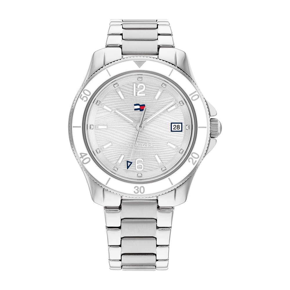 Tommy Hilfiger Reloj Analógico de Cuarzo para Mujer con Correa de Acero Inoxidable Plateada - 1782512