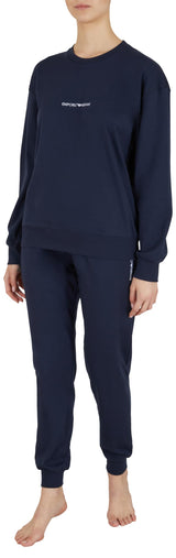 Emporio Armani Interlock Lounge Long Pajamas Conjunto de Pijama, Marine, M De Las Mujeres