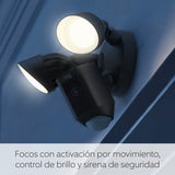 Ring cámara Plus con focos cableada (Floodlight Cam Wired Plus) | Cámara de vigilancia exterior wifi con vídeo HD, comunicación bidireccional, focos LED, sirena integrada | 30 días gratis de Ring Home