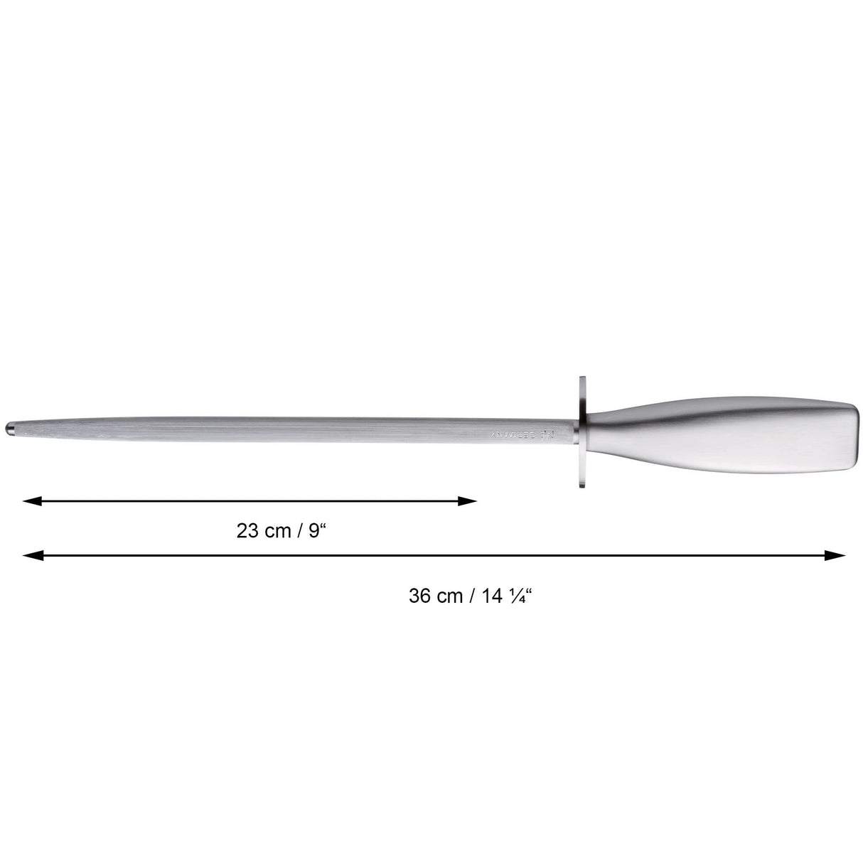 WMF Grand Gourmet - Afilador 36 cm con Varilla Insertada de Acero Templado Completamente Forjado, Grano Fino para Cuchillos de Borde Recto
