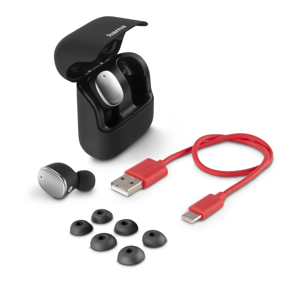Hama | Auriculares Bluetooth (Control táctil, Resistente a Salpicaduras IPX5, Comandos de Voz, Batería Duradera) Color Negro