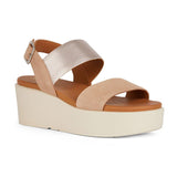 Geox D Xand 2.2s A, Sandalia de cuña Mujer, Dk Skin Champagne, 36 EU
