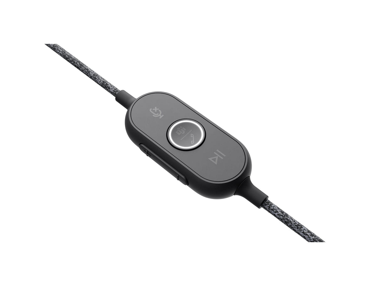 Logitech ZONE WIRED Headset Auricular profesional con micrófono cancelador de prestaciones superiores, conexión por cable con conector USB-A y USB-C, audio de alta fidelidad, Certificado UC- Grafito