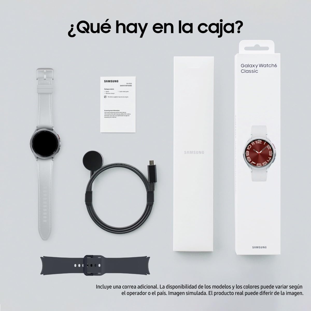 Samsung Galaxy Watch6 Classic Bluetooth, 43 mm + Correa de recambio - Smartwatch, Control de Salud, Seguimiento Deportivo, Batería de Carga Rápida, Plateado (Versión Española)
