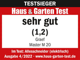 GRAEF Master M20 - Cortafiambres eléctrico, Made in Germany, 170 W, cuchilla completa Ø170 mm, metálico, corte fino 0-20 mm, plata