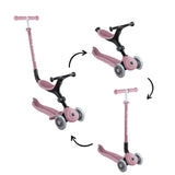 Globber GO•UP Active Eco – Patinete escalable de 3 Ruedas con Asiento, para niños de 15 Meses a 6 años, Rosa
