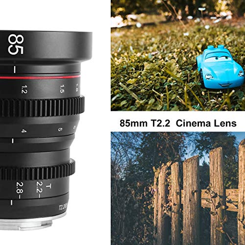 Meike 85 mm T2.2 Lente cinama/Lente de película, Adecuada para grabaciones de películas de Alta resolución en 4k, Fuji-X Mount