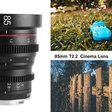 Meike 85 mm T2.2 Lente cinama/Lente de película, Adecuada para grabaciones de películas de Alta resolución en 4k, Fuji-X Mount