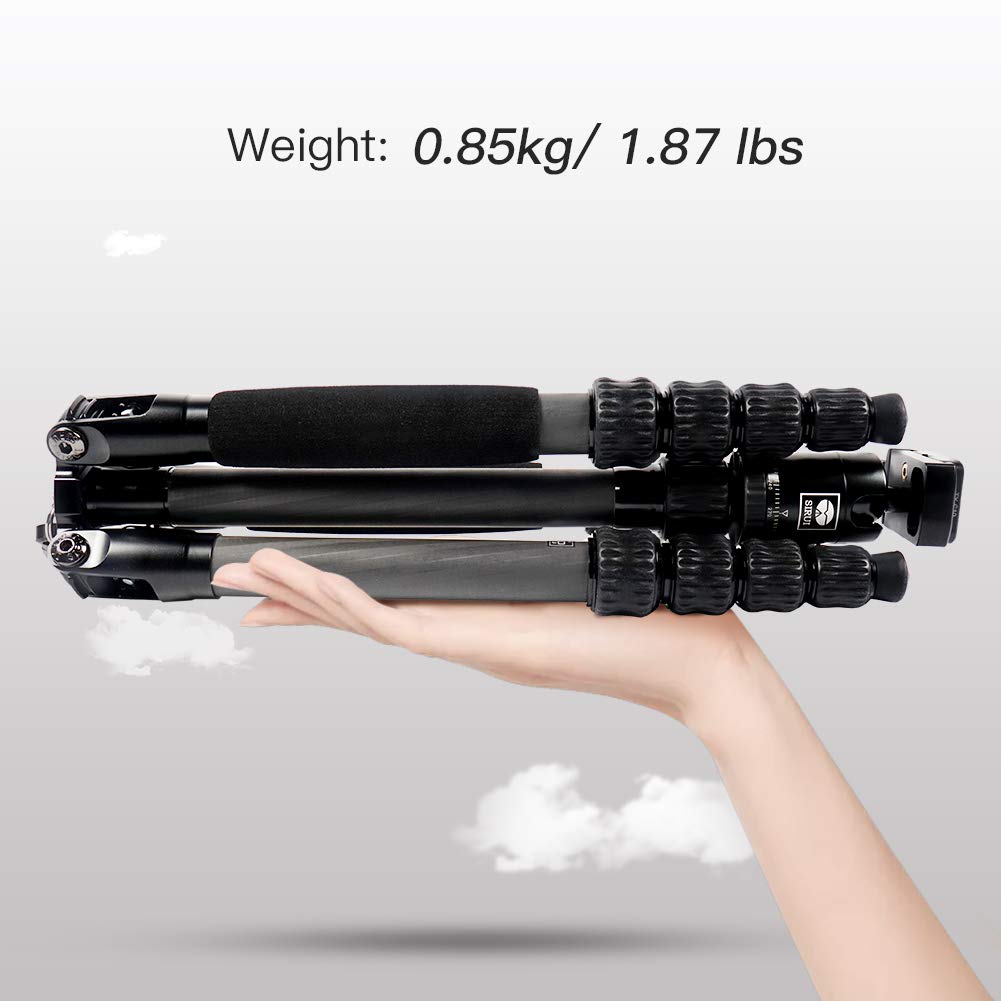 SIRUI Trípode Compacto de Fibra de Carbono de 59pulgadas con Cabeza de Bola y Placa Incorporada para Arca, Solo 0,85kg Carga de hasta 4kg - Traveler 5C