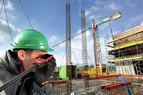 Hilti 2062050 Medidor láser de Distancia PD-E (hasta 200m, con Mirilla integrada, para medición única y Continua con Nivel de Burbuja Digital y Pantalla para Exterior, Memoria 30 mediciones. Funda)
